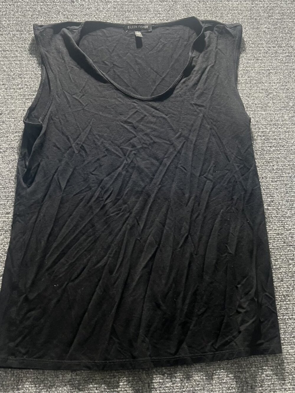 Eileen Fisher Tank Top Womens Small Black Scoop Neck Sleeveless